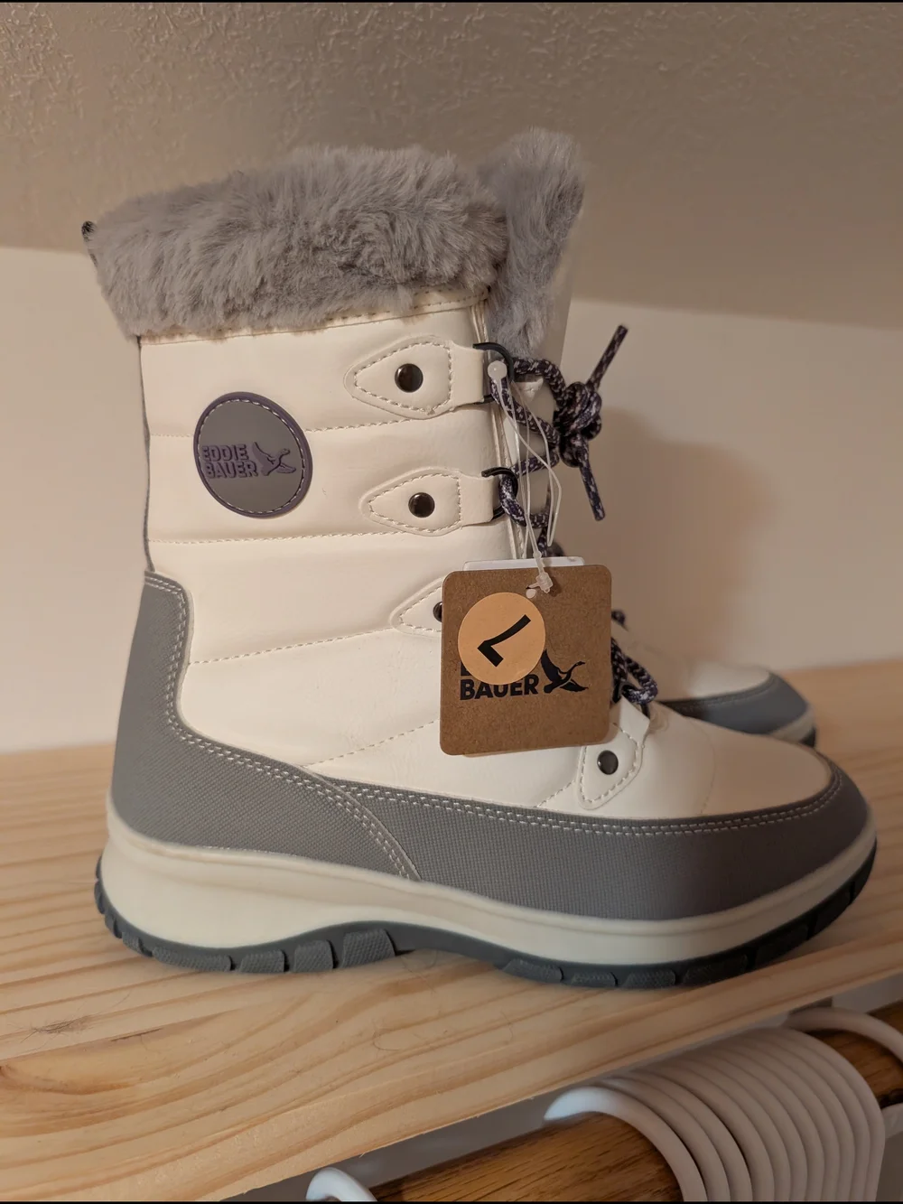 Eddie Bauer Women's White & Gray Winter Hiker Boots